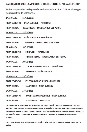 XXXII CAMPEONATO DE FUTBITO A.C. PEÑA EL PEROL